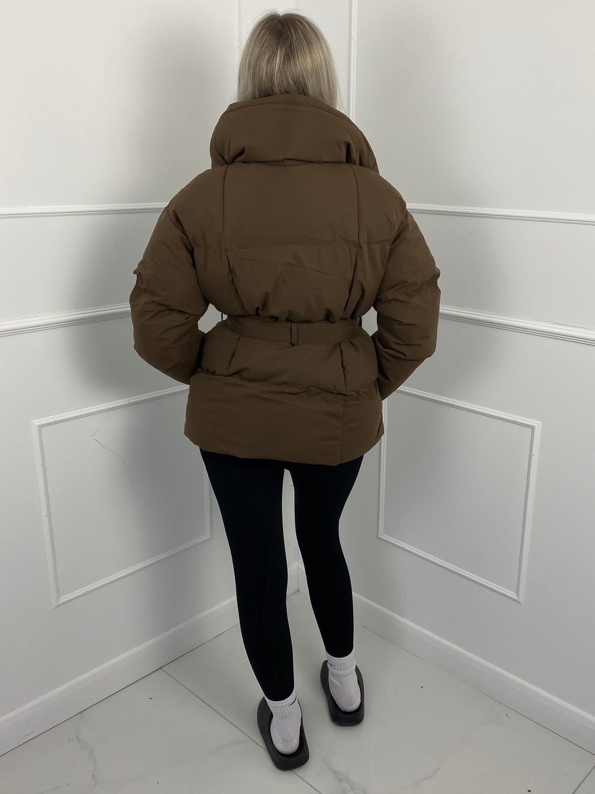 Short Quilted Winter Jacket with Fitted Waist, view 4