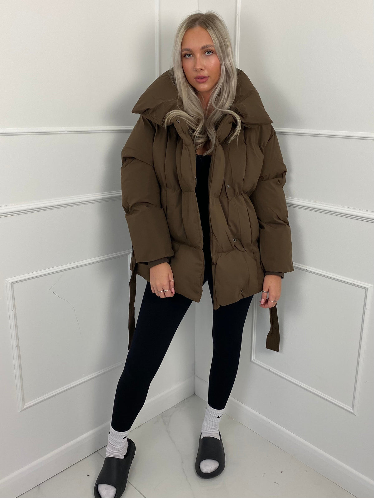 Short Quilted Winter Jacket with Fitted Waist, view 7