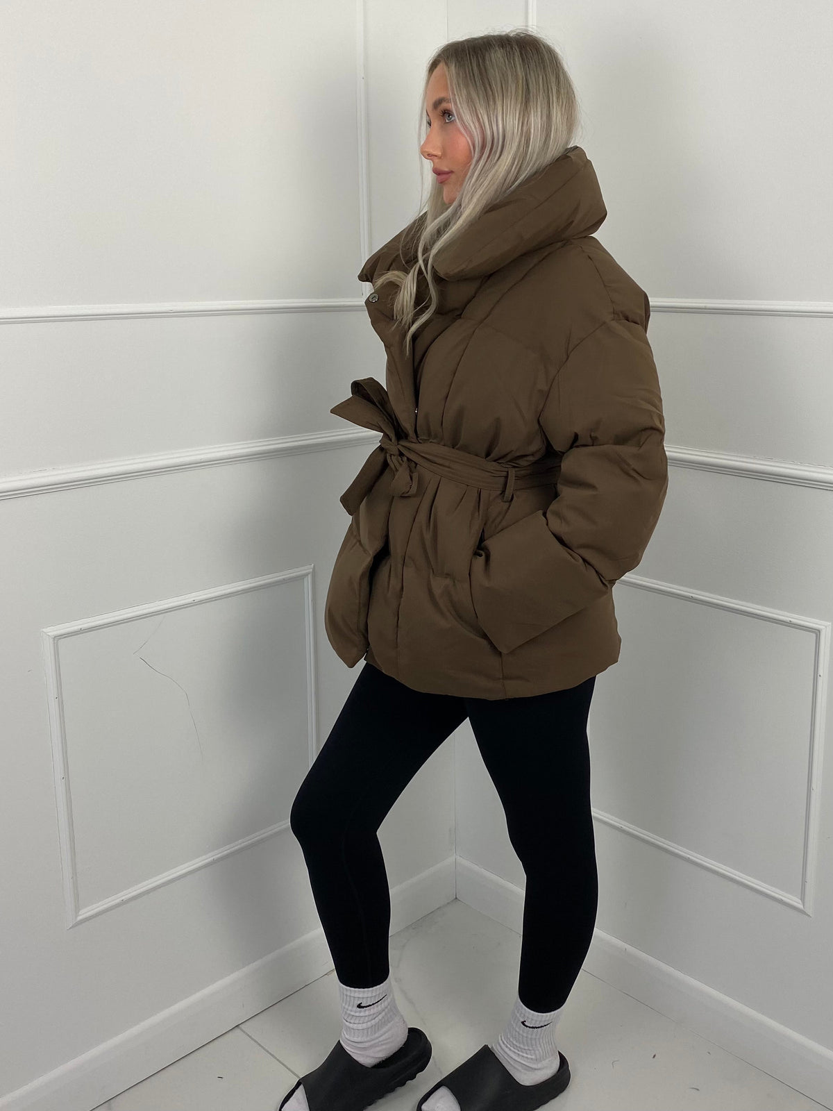 Short Quilted Winter Jacket with Fitted Waist, view 8