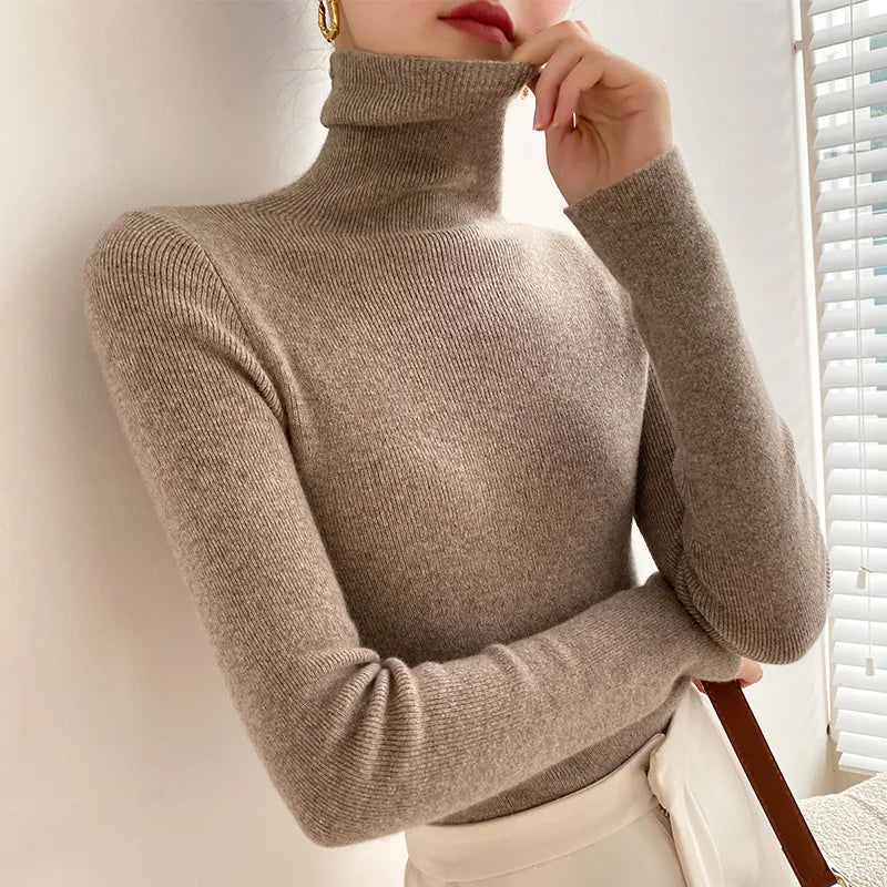 Soft Knit Turtleneck Sweater in Camel