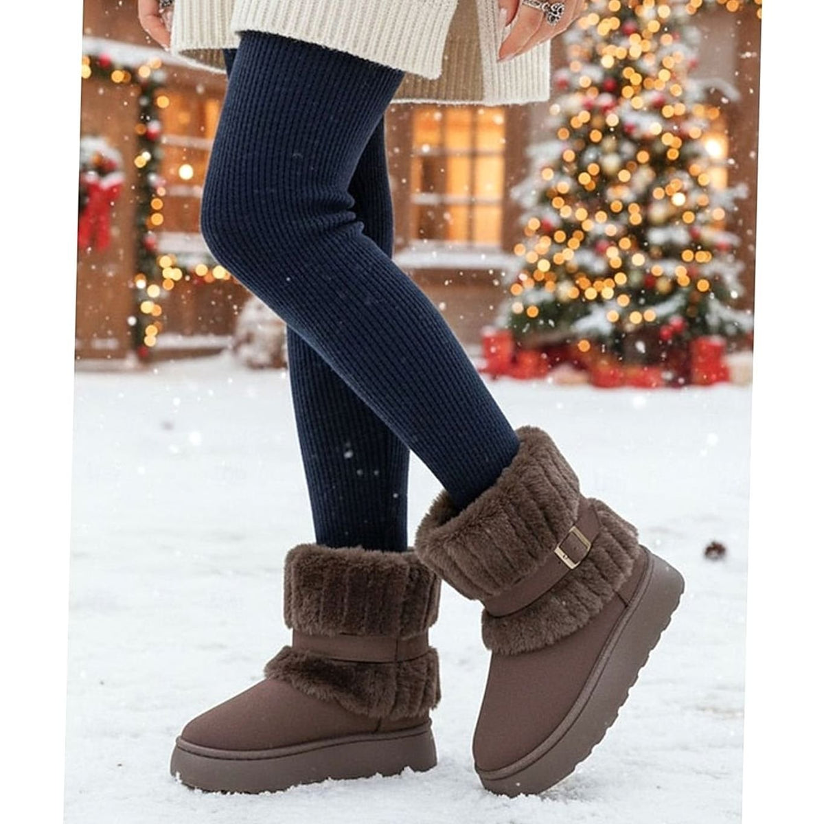 Women's fur-trimmed snow boots, view 2
