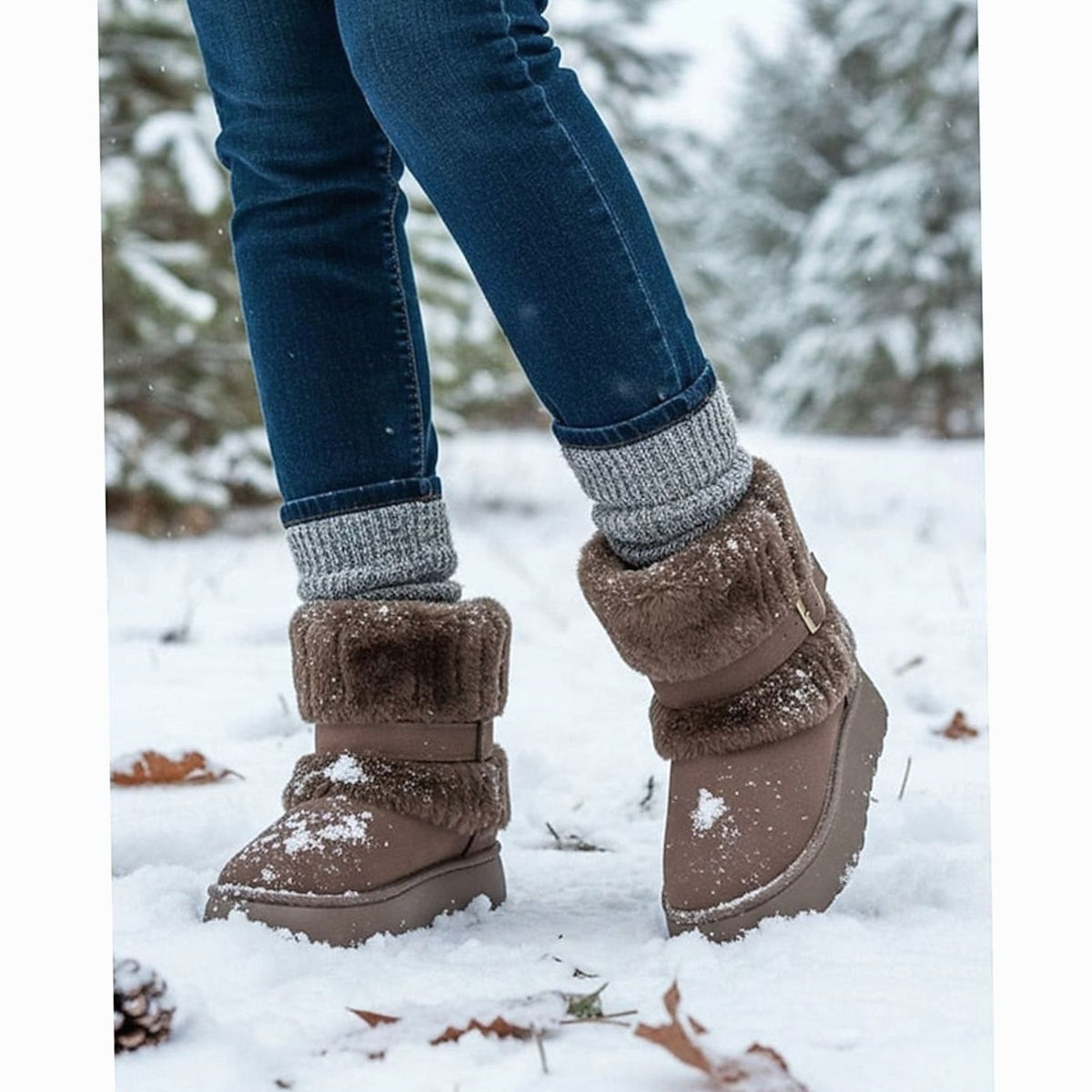 Women's fur-trimmed snow boots, view 4