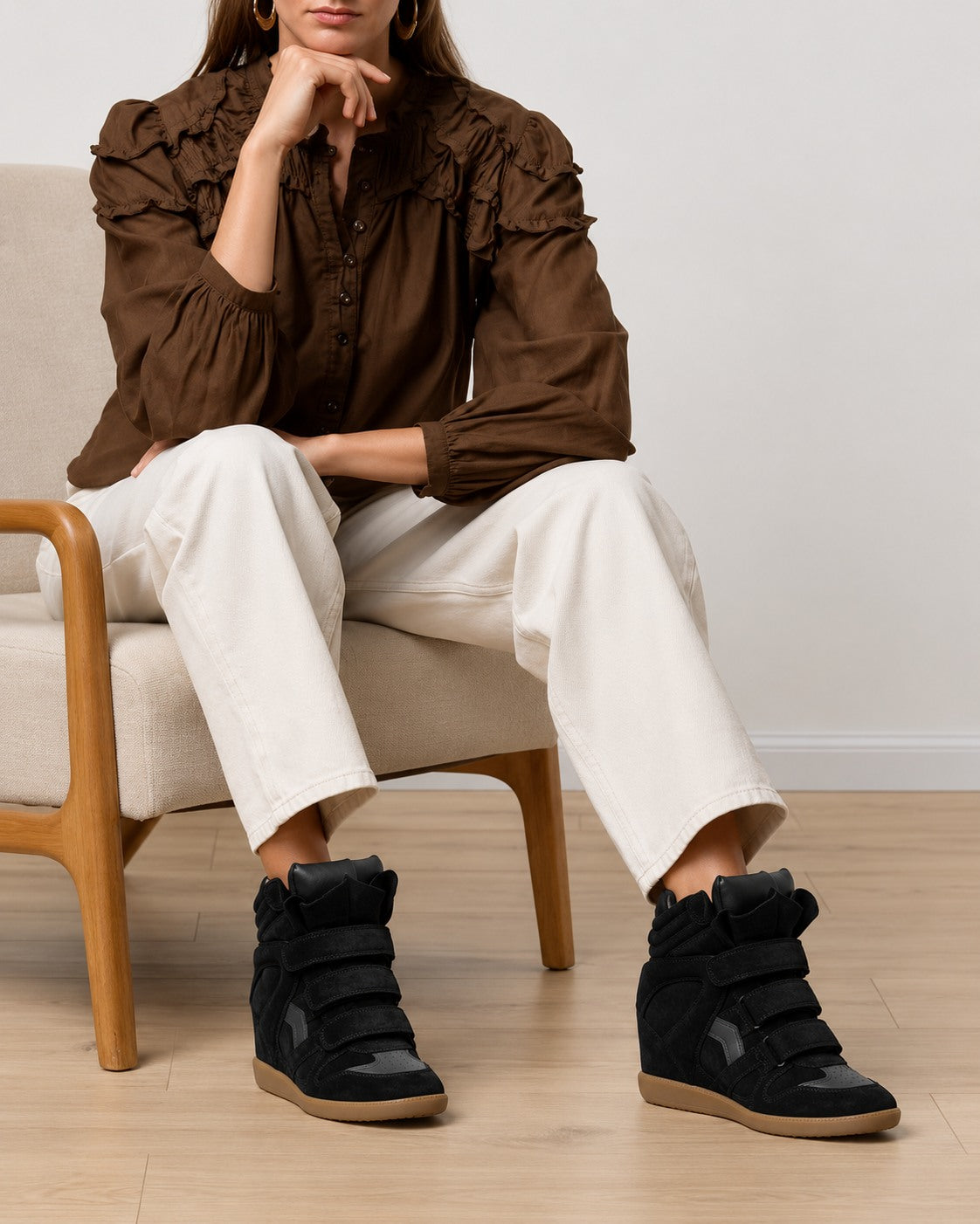 Women's hidden wedge high-top trainers, view 9