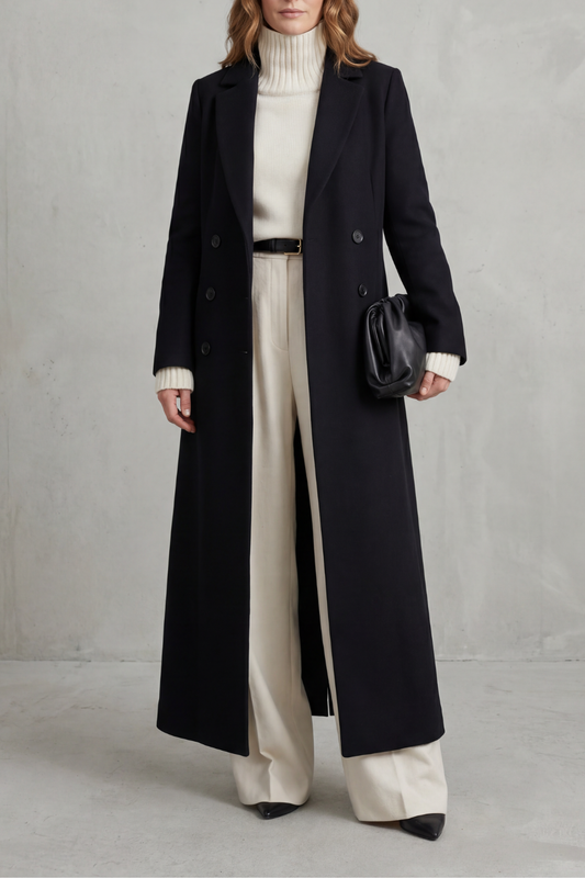 Women's long tailored coat in Black