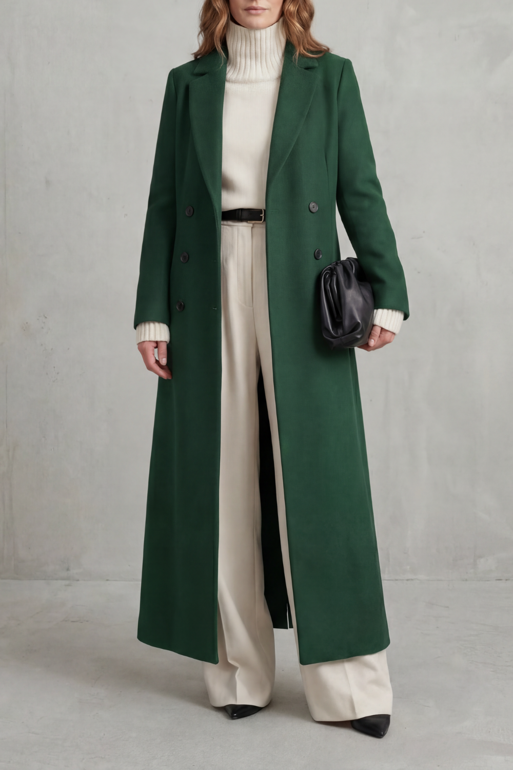 Women's long tailored coat in Green