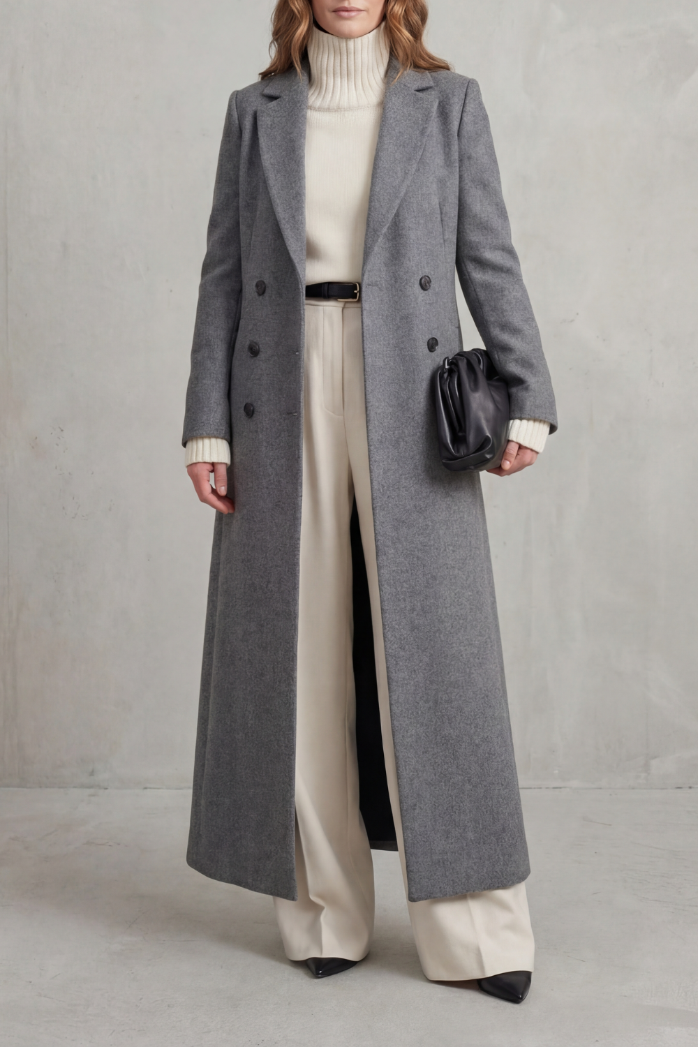 Women's long tailored coat in Grey