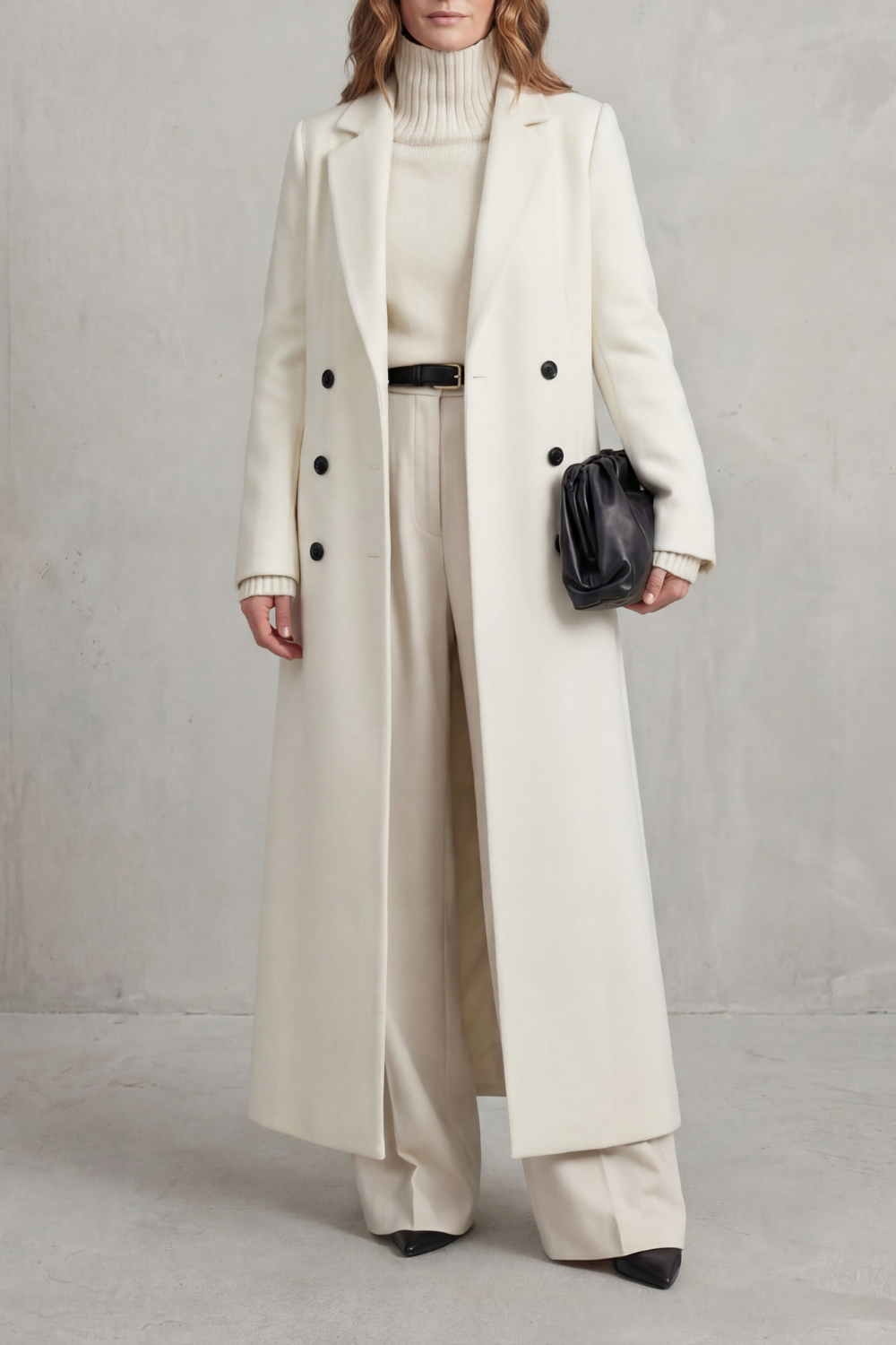 Women's long tailored coat in White