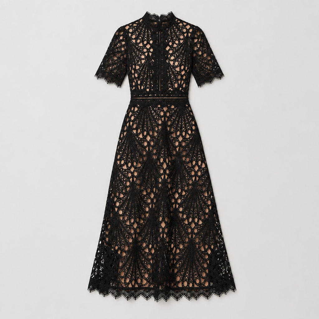 Ingrid | Women's Lace A-Line Midi Wedding Guest Dress
