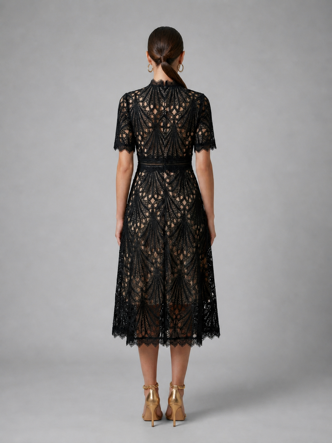 Ingrid | Women's Lace A-Line Midi Wedding Guest Dress