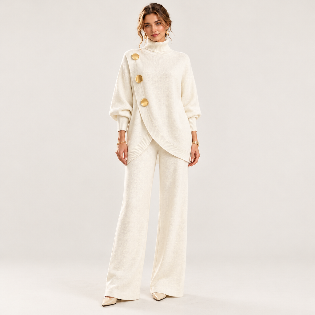 Wrenna | Women's Knit Turtleneck Jumper and Trousers Set