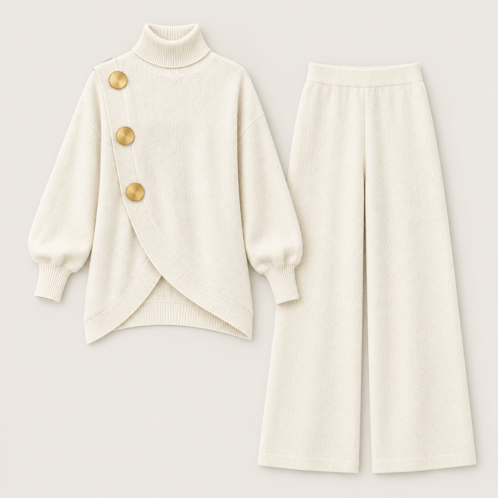 Wrenna | Women's Knit Turtleneck Jumper and Trousers Set